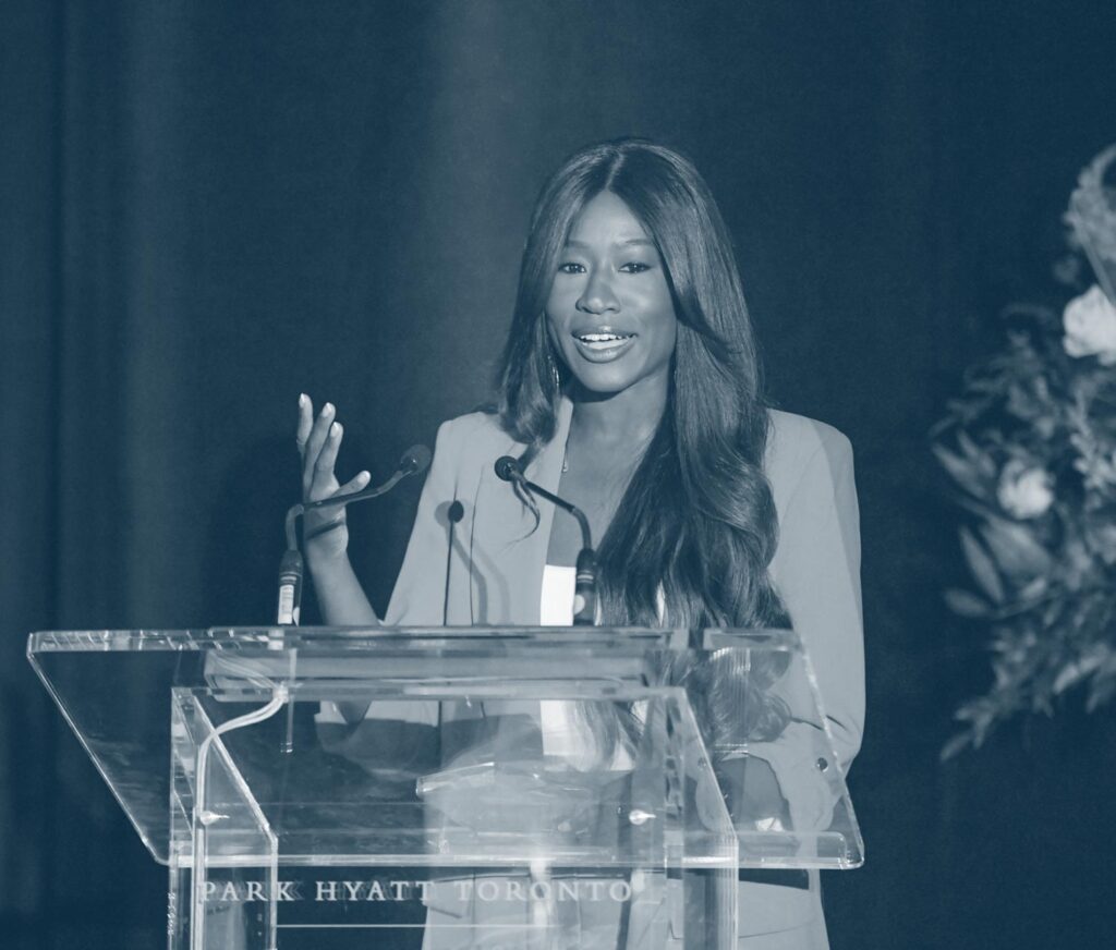 Elise Ahenkorah, Founder, Lead Strategist and Speaker of Inclusion Factor speaking at the Women Empowerment Awards